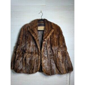 VINTAGE B. Forman Co Rochester NY Brown Mink Fur Opera Cape Stole Mob Wife LUXE